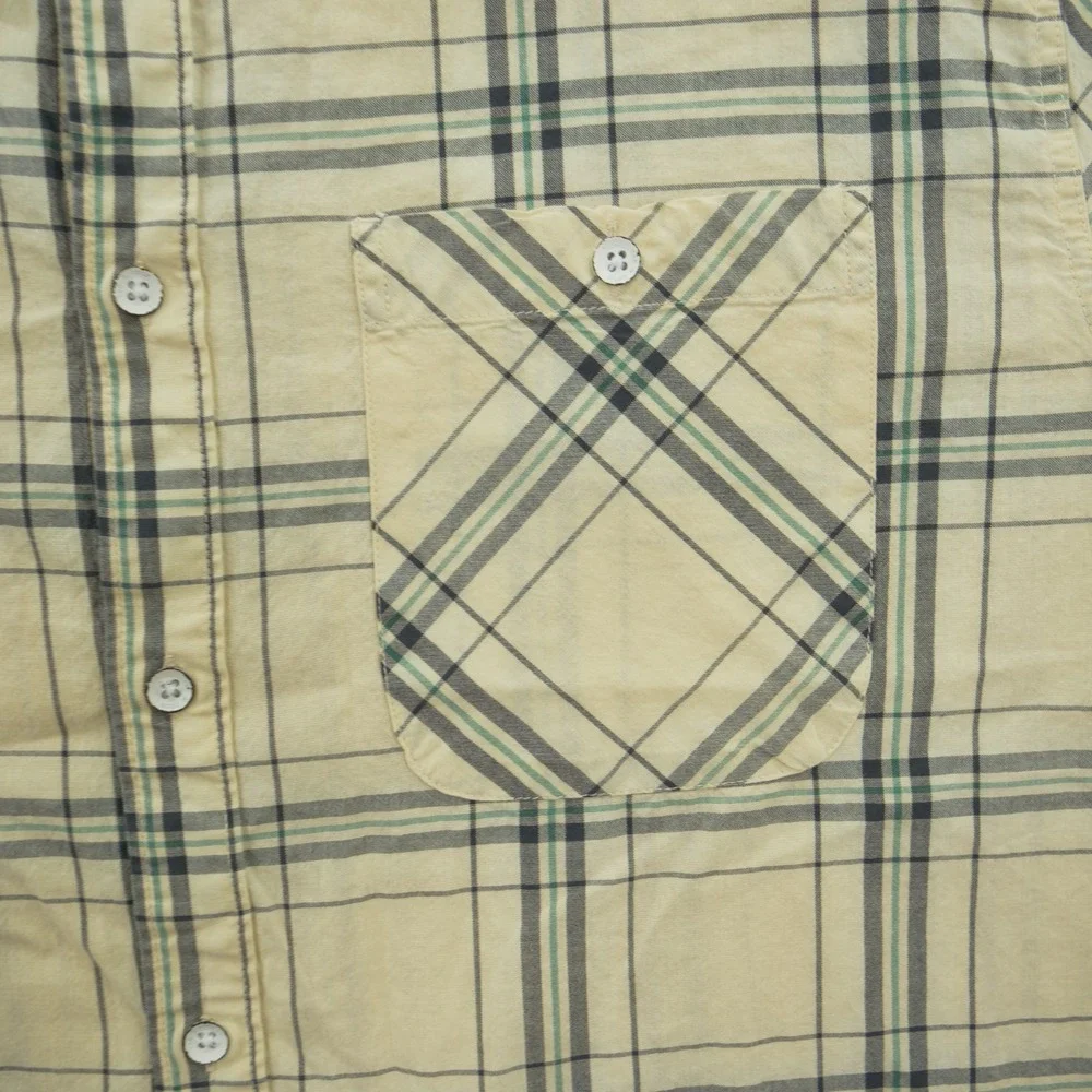 Rag & Bone Shirt Mens Extra Large Beige Button Up Plaid Long Sleeve Classic